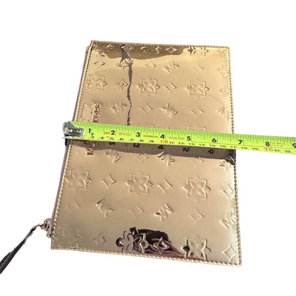 Michael Kors Jet Set Travel Wristlet Clutch Pale Rose Gold Shiny Party Bag - Picture 6 of 6